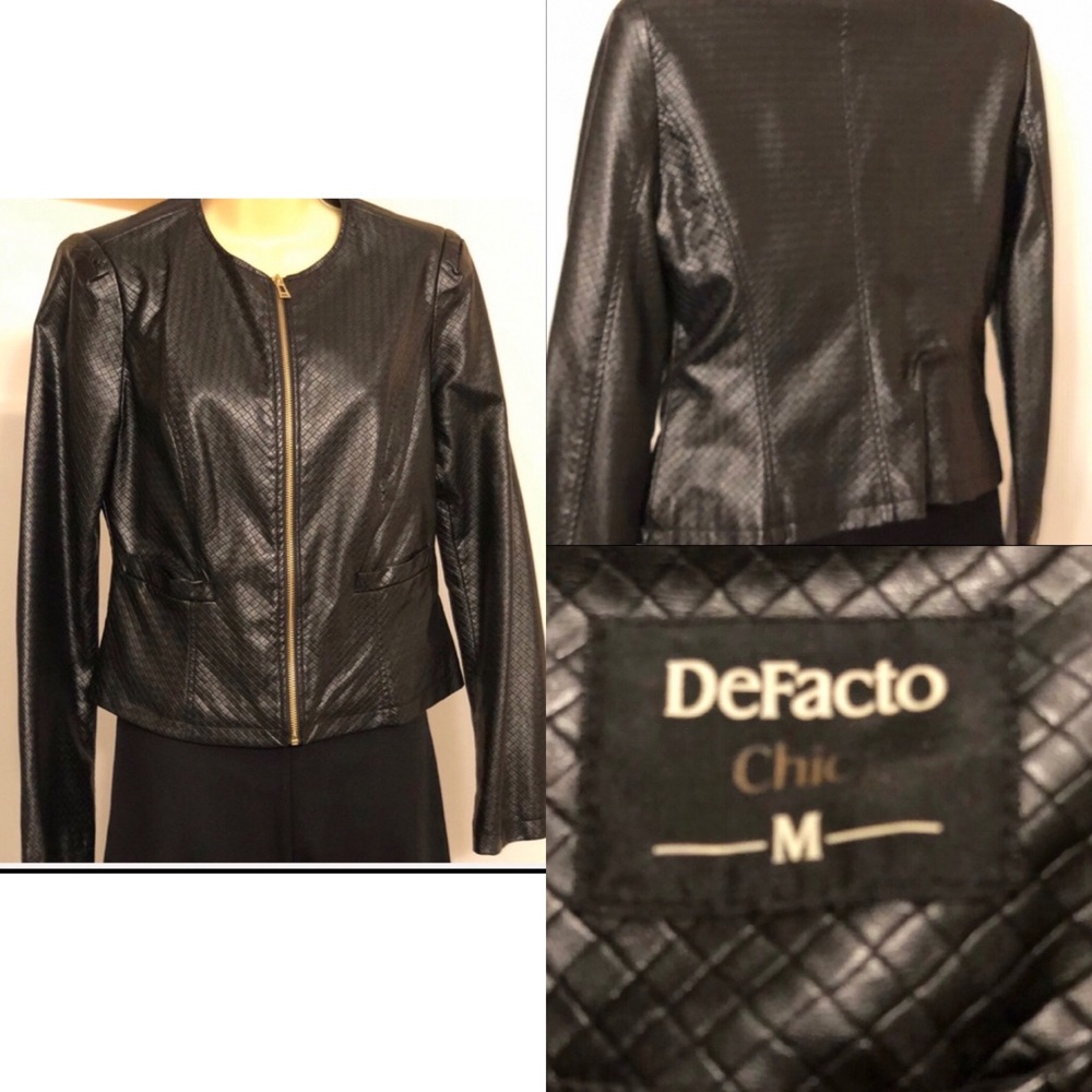 DeFacto Black vegan leather jacket M